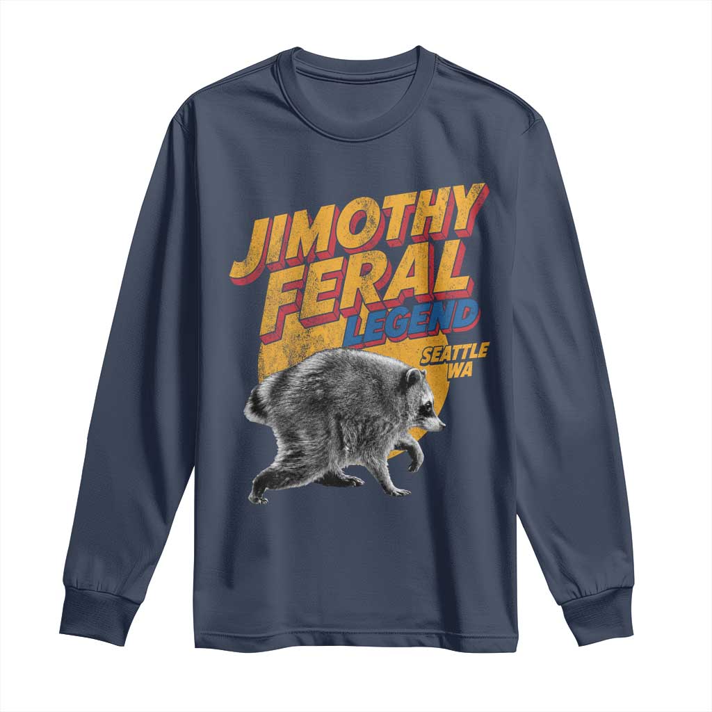 Vintage Jimothy Raccoon Long Sleeve Shirt Feral Legend Seattle WA Trash Panda Meme