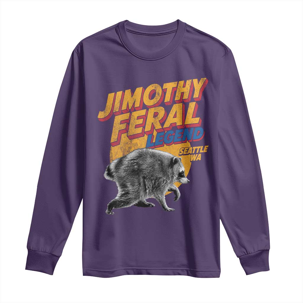 Vintage Jimothy Raccoon Long Sleeve Shirt Feral Legend Seattle WA Trash Panda Meme
