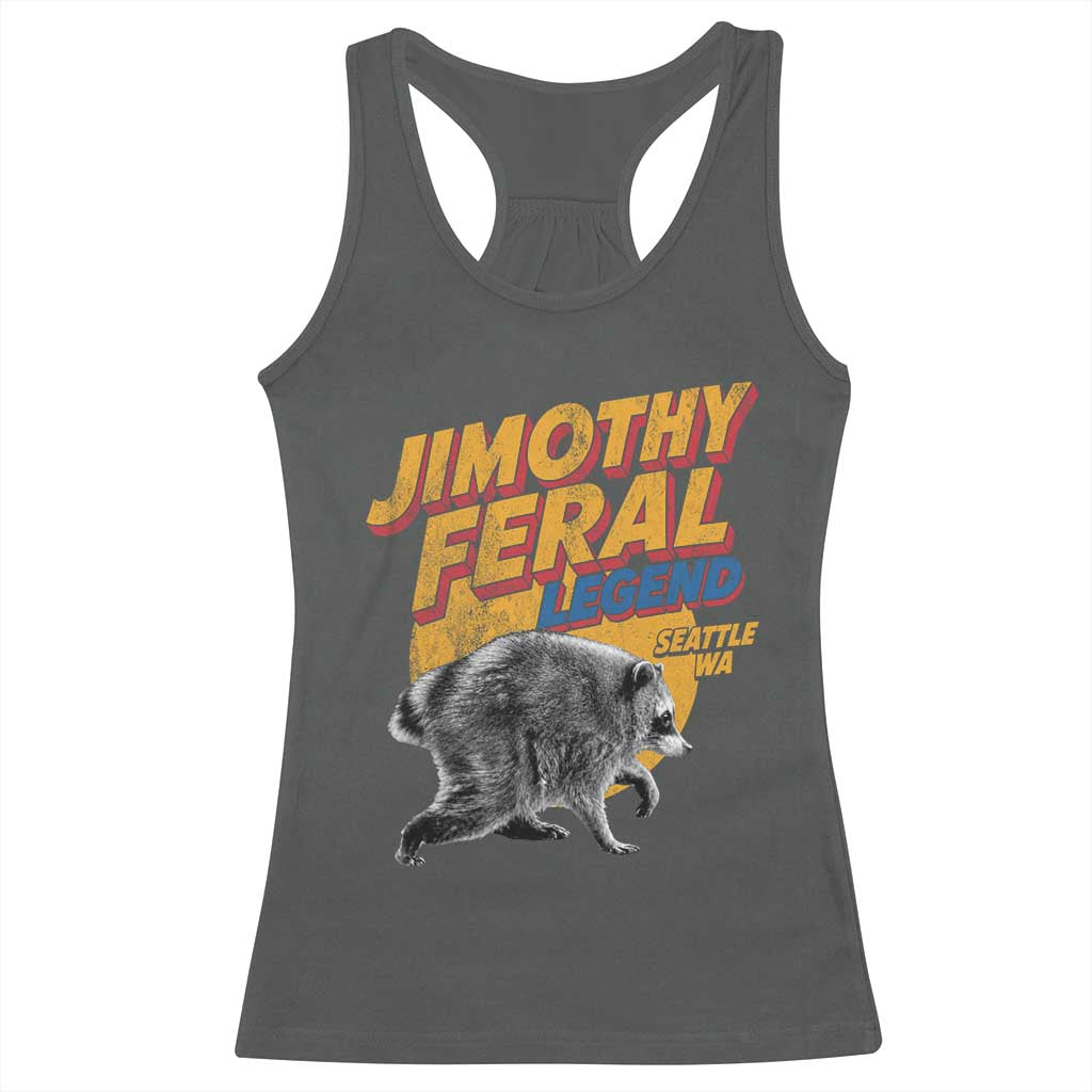 Vintage Jimothy Raccoon Racerback Tank Top Feral Legend Seattle WA Trash Panda Meme