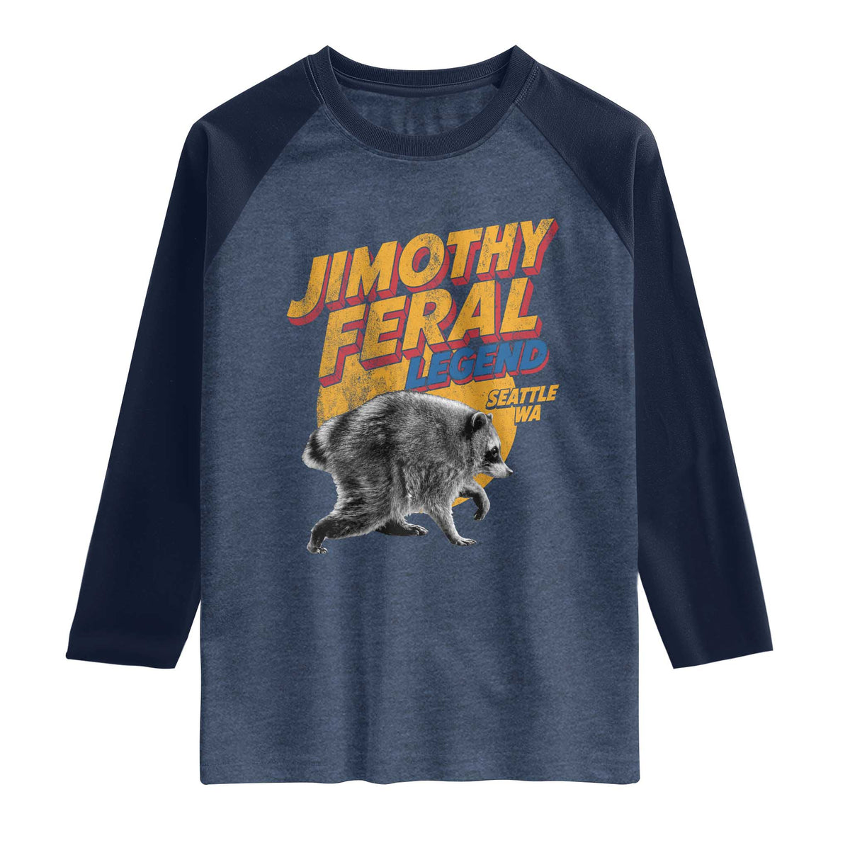 Vintage Jimothy Raccoon Raglan Shirt Feral Legend Seattle WA Trash Panda Meme