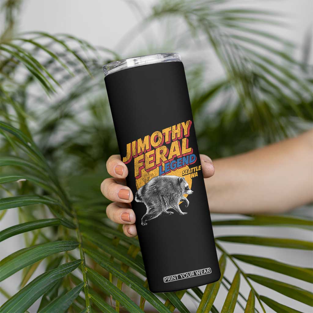 Vintage Jimothy Raccoon Skinny Tumbler Feral Legend Seattle WA Trash Panda Meme