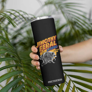 Vintage Jimothy Raccoon Skinny Tumbler Feral Legend Seattle WA Trash Panda Meme