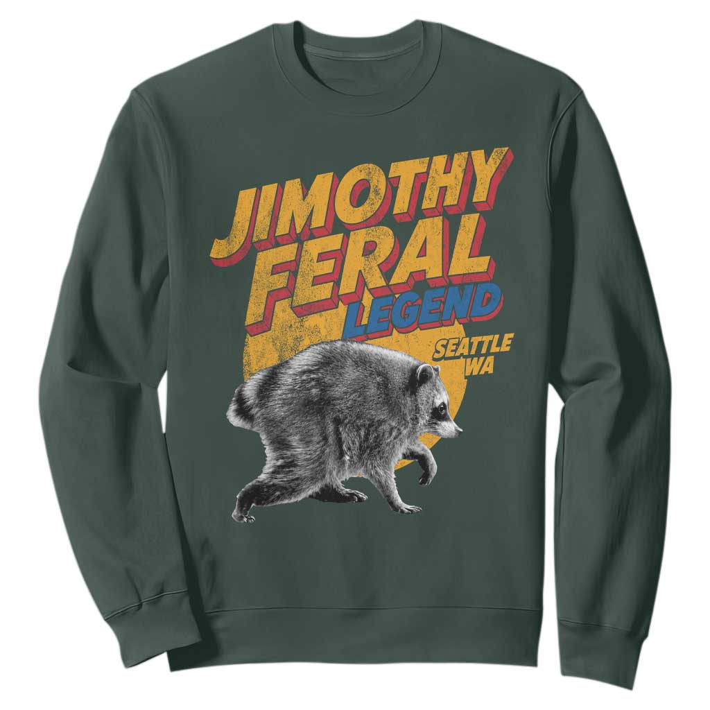 Vintage Jimothy Raccoon Sweatshirt Feral Legend Seattle WA Trash Panda Meme