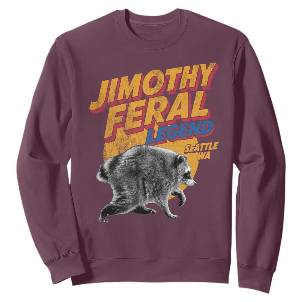 Vintage Jimothy Raccoon Sweatshirt Feral Legend Seattle WA Trash Panda Meme
