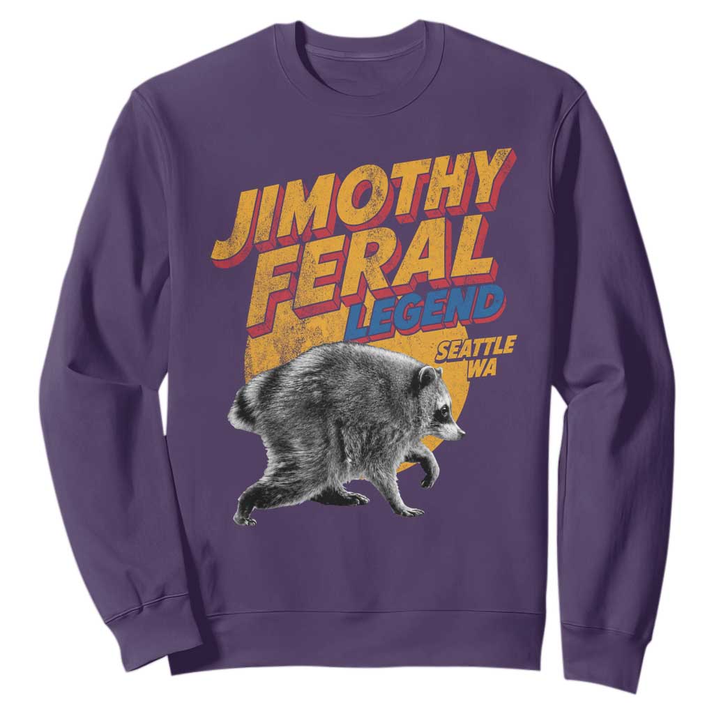 Vintage Jimothy Raccoon Sweatshirt Feral Legend Seattle WA Trash Panda Meme