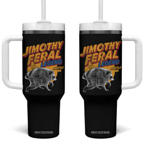 Vintage Jimothy Raccoon Tumbler With Handle Feral Legend Seattle WA Trash Panda Meme