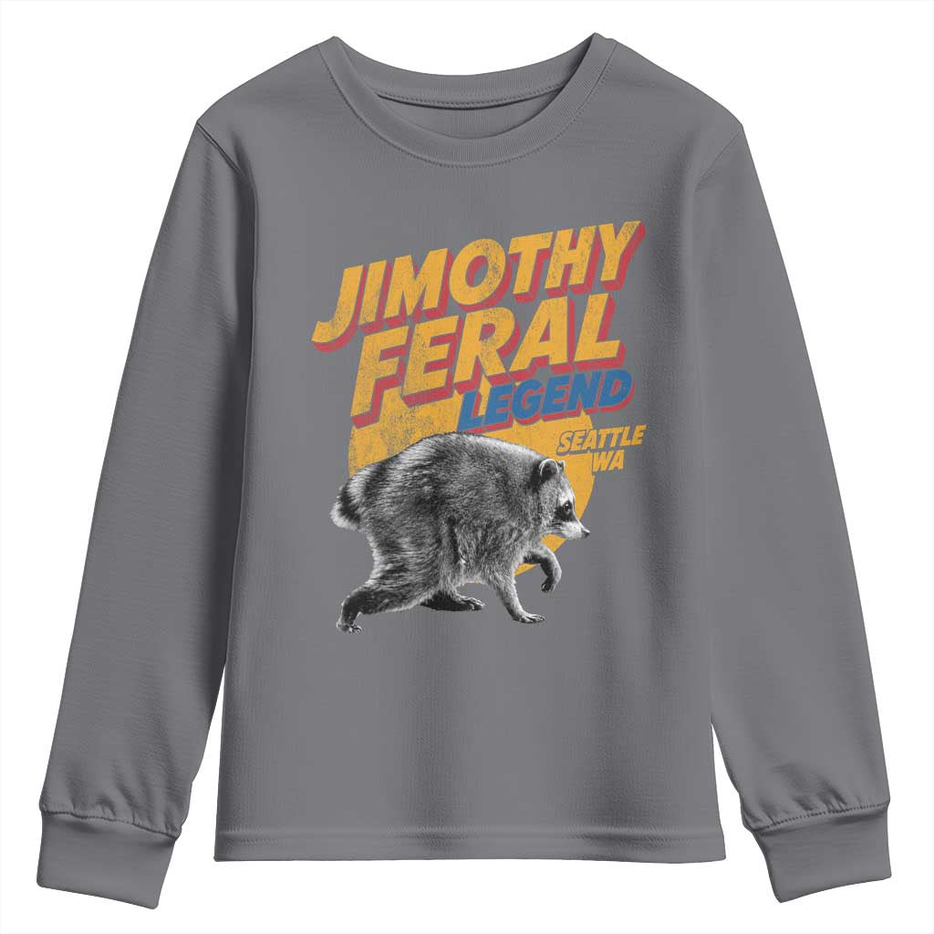 Vintage Jimothy Raccoon Youth Sweatshirt Feral Legend Seattle WA Trash Panda Meme