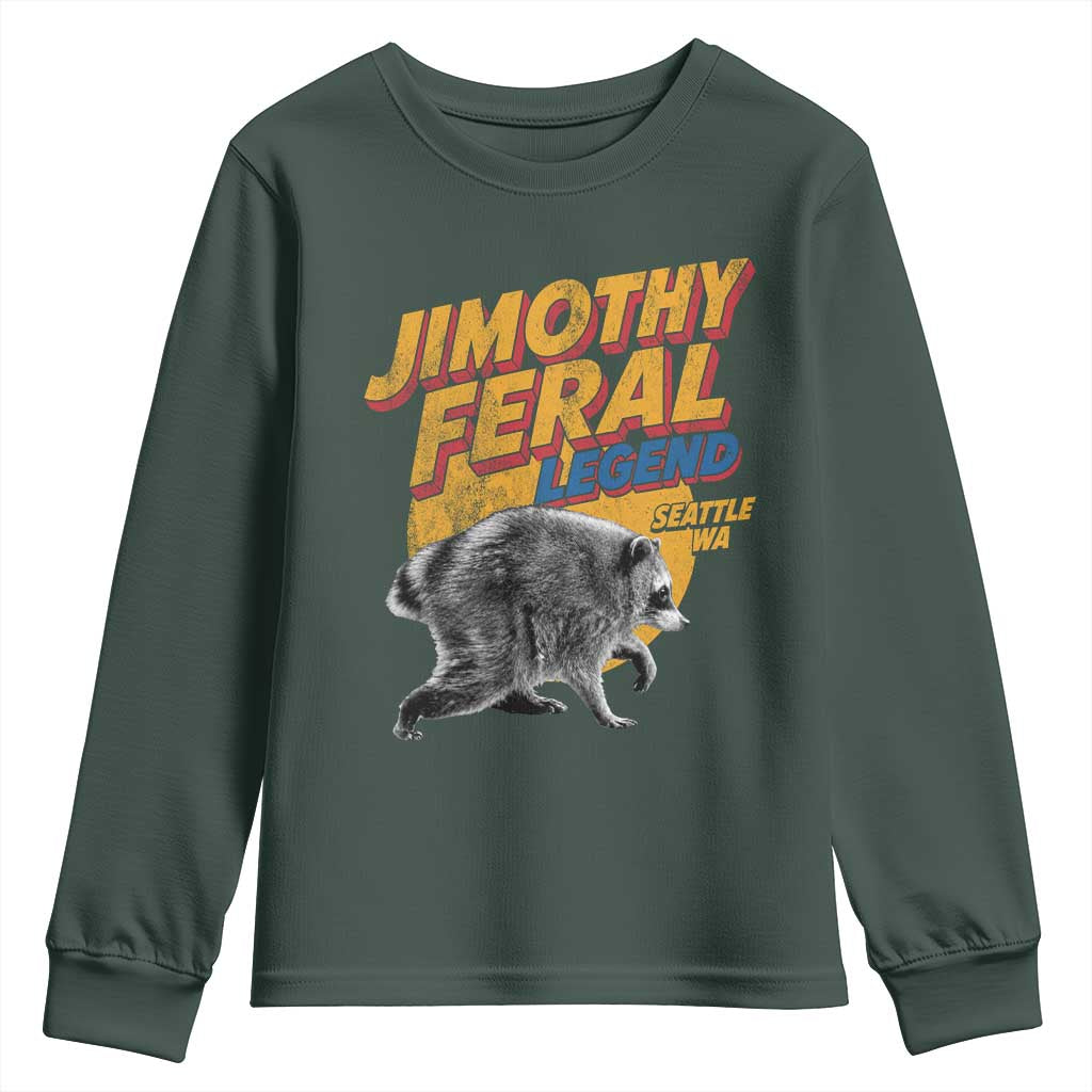 Vintage Jimothy Raccoon Youth Sweatshirt Feral Legend Seattle WA Trash Panda Meme