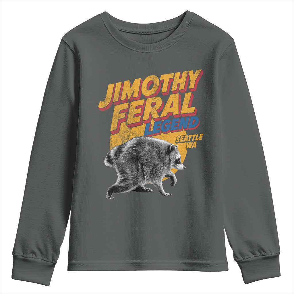 Vintage Jimothy Raccoon Youth Sweatshirt Feral Legend Seattle WA Trash Panda Meme