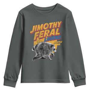 Vintage Jimothy Raccoon Youth Sweatshirt Feral Legend Seattle WA Trash Panda Meme