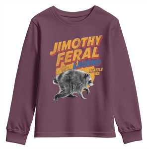 Vintage Jimothy Raccoon Youth Sweatshirt Feral Legend Seattle WA Trash Panda Meme