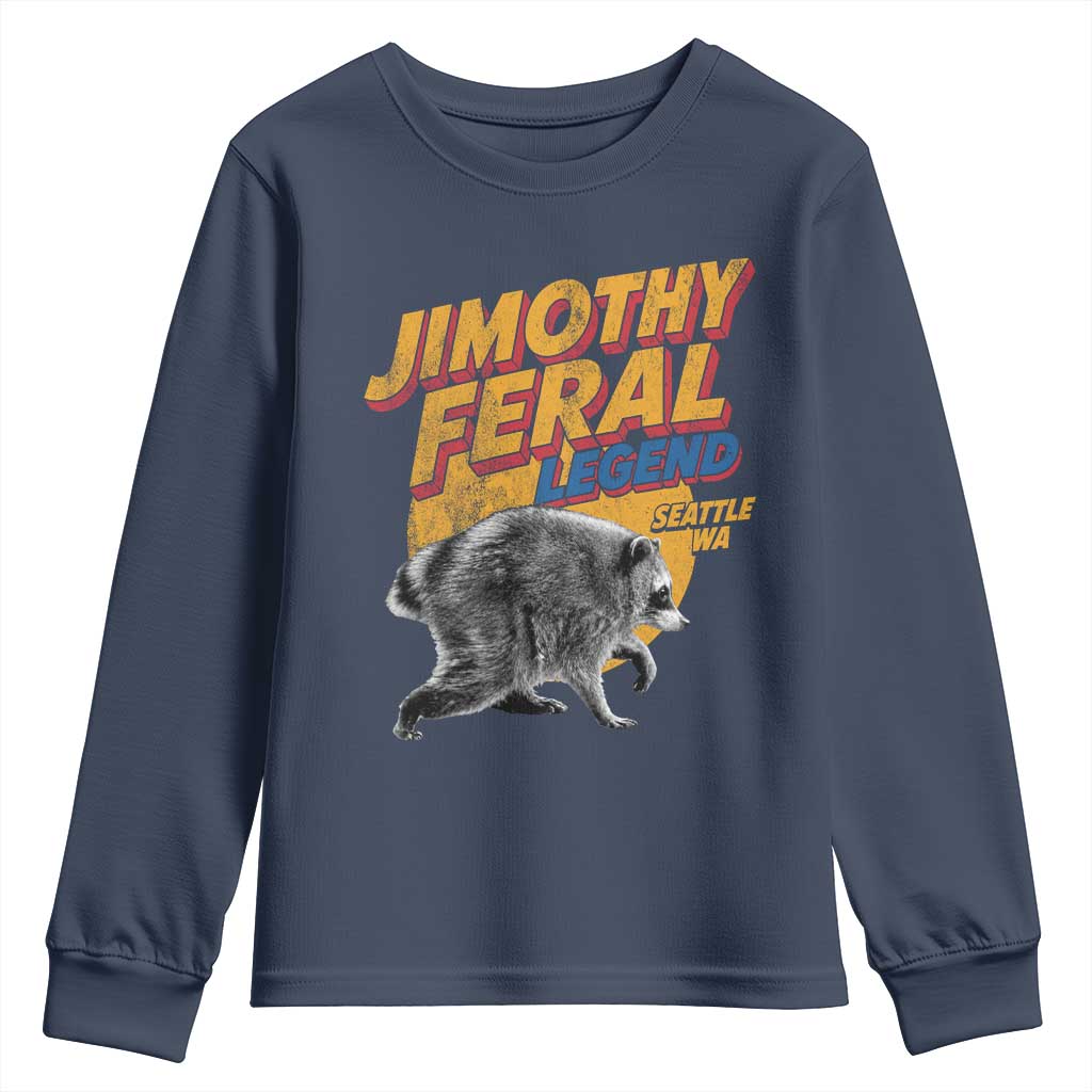 Vintage Jimothy Raccoon Youth Sweatshirt Feral Legend Seattle WA Trash Panda Meme