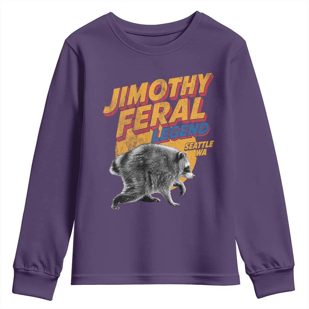 Vintage Jimothy Raccoon Youth Sweatshirt Feral Legend Seattle WA Trash Panda Meme