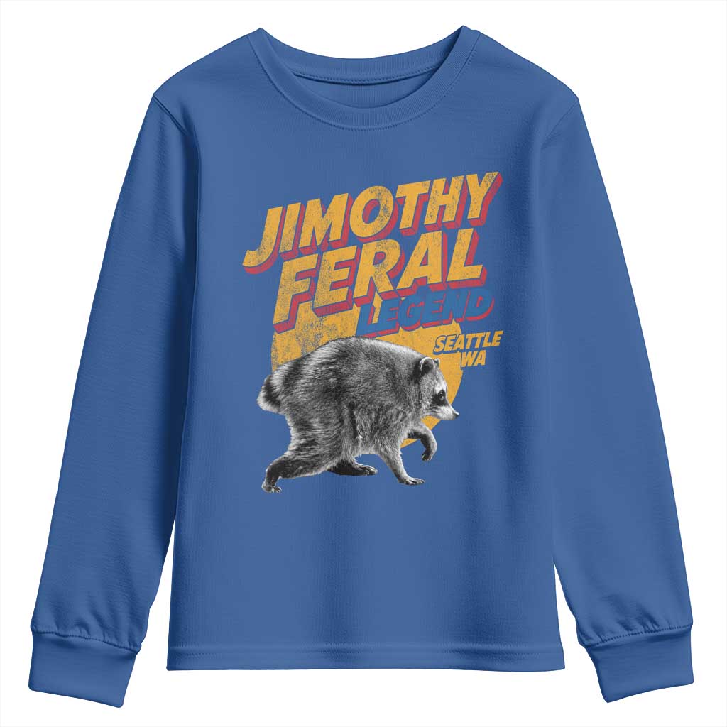 Vintage Jimothy Raccoon Youth Sweatshirt Feral Legend Seattle WA Trash Panda Meme