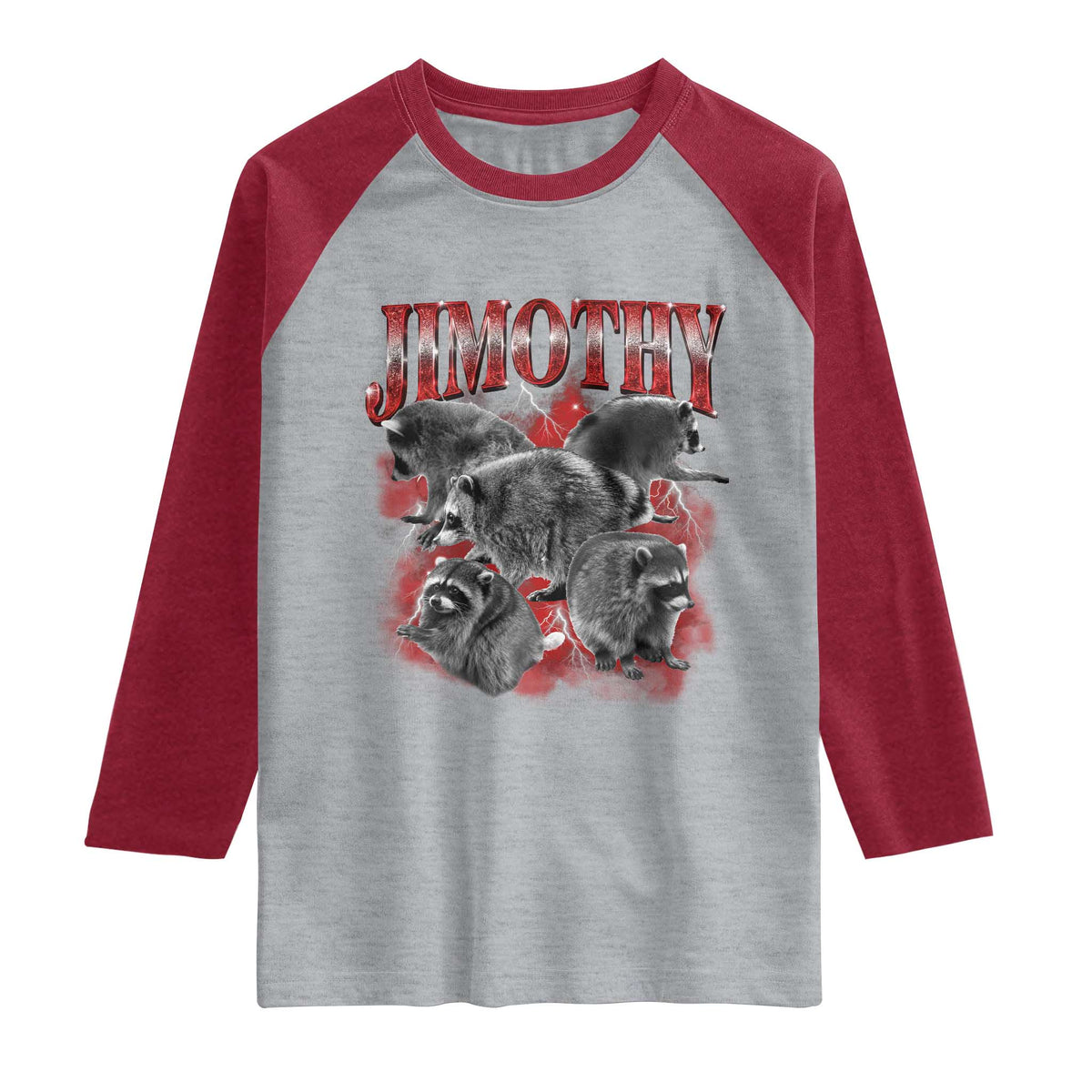 Jimothy Raccoon Raglan Shirt Vintage 90s Bootleg Rap Style Funny Meme