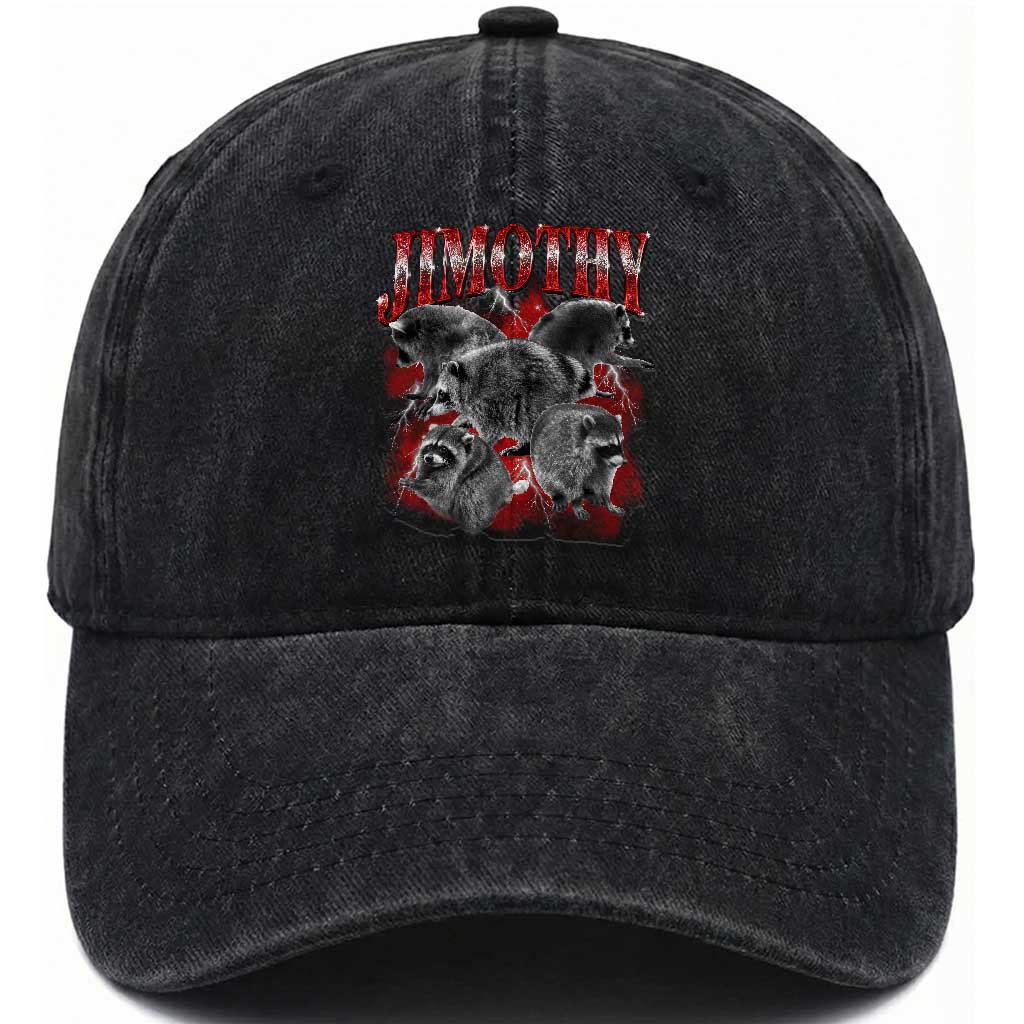 Jimothy Raccoon Washed Cotton Baseball Cap Vintage 90s Bootleg Rap Style Funny Meme TS10 Print Your Wear