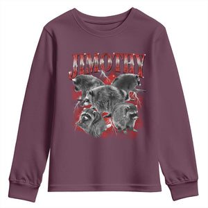 Jimothy Raccoon Youth Sweatshirt Vintage 90s Bootleg Rap Style Funny Meme