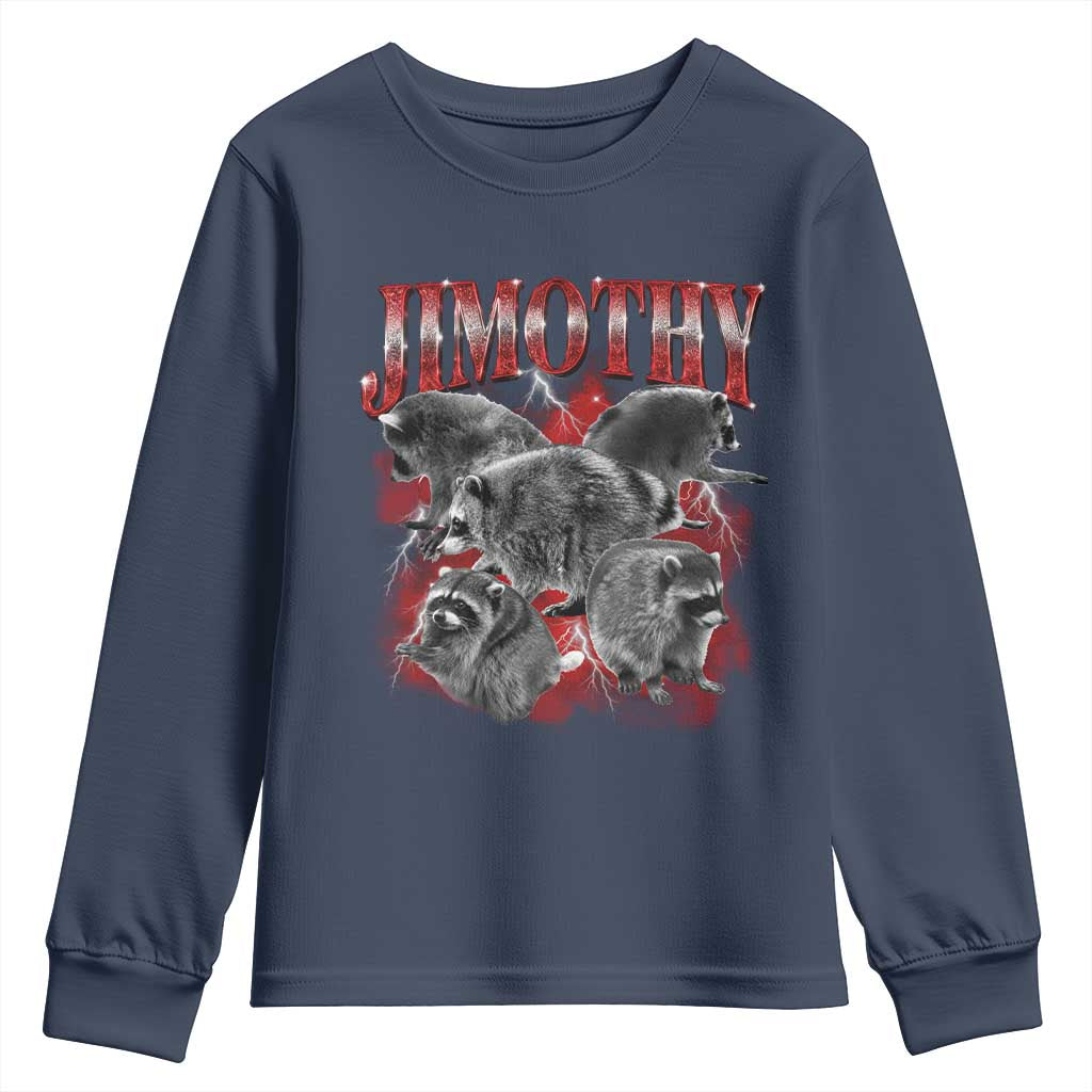 Jimothy Raccoon Youth Sweatshirt Vintage 90s Bootleg Rap Style Funny Meme