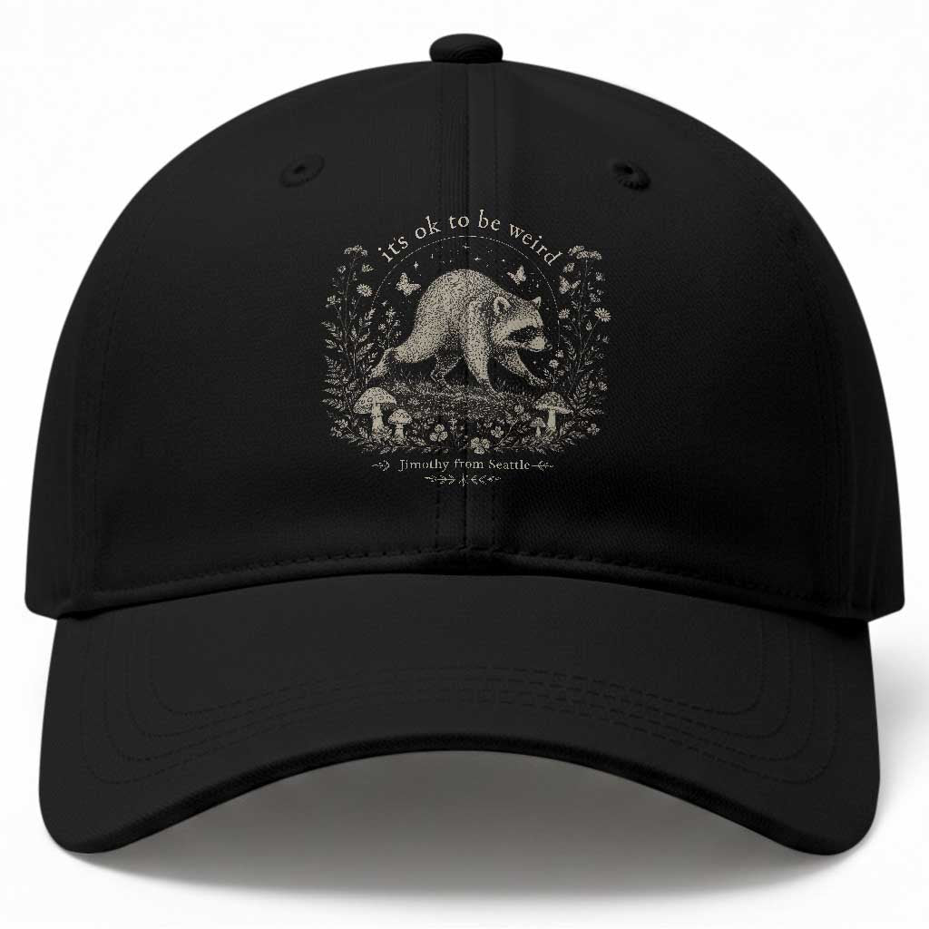 Its Ok To Be Weird Jimothy Seattle Raccoon Vintage Cottagecore Baseball Cap TS10 Print Your Wear