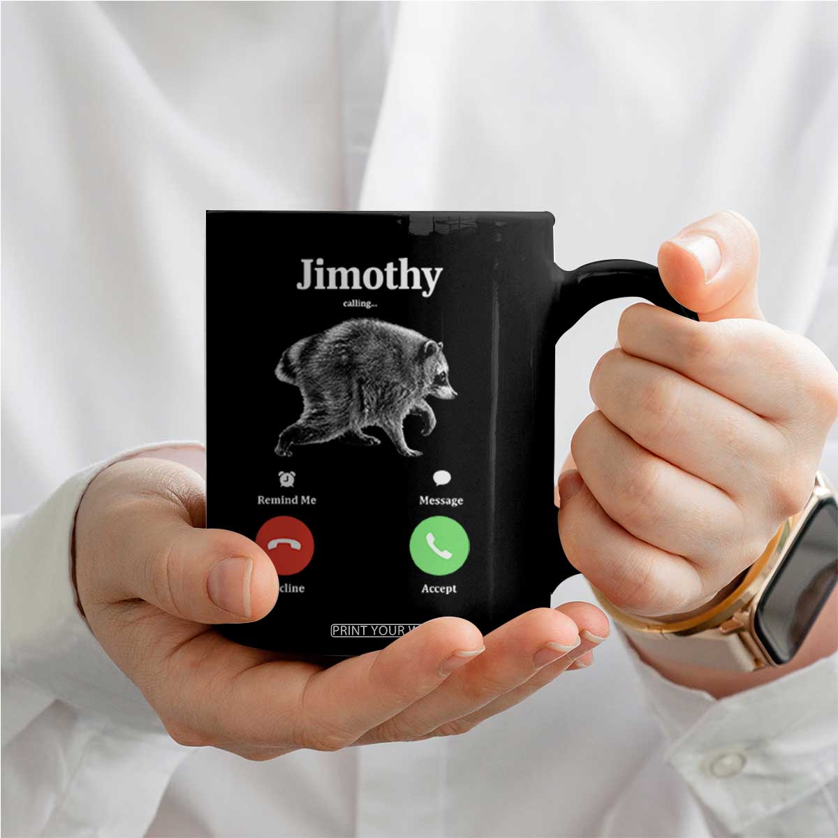 Jimothy Calling Phone Call Seattle Raccoon Coffee Mug
