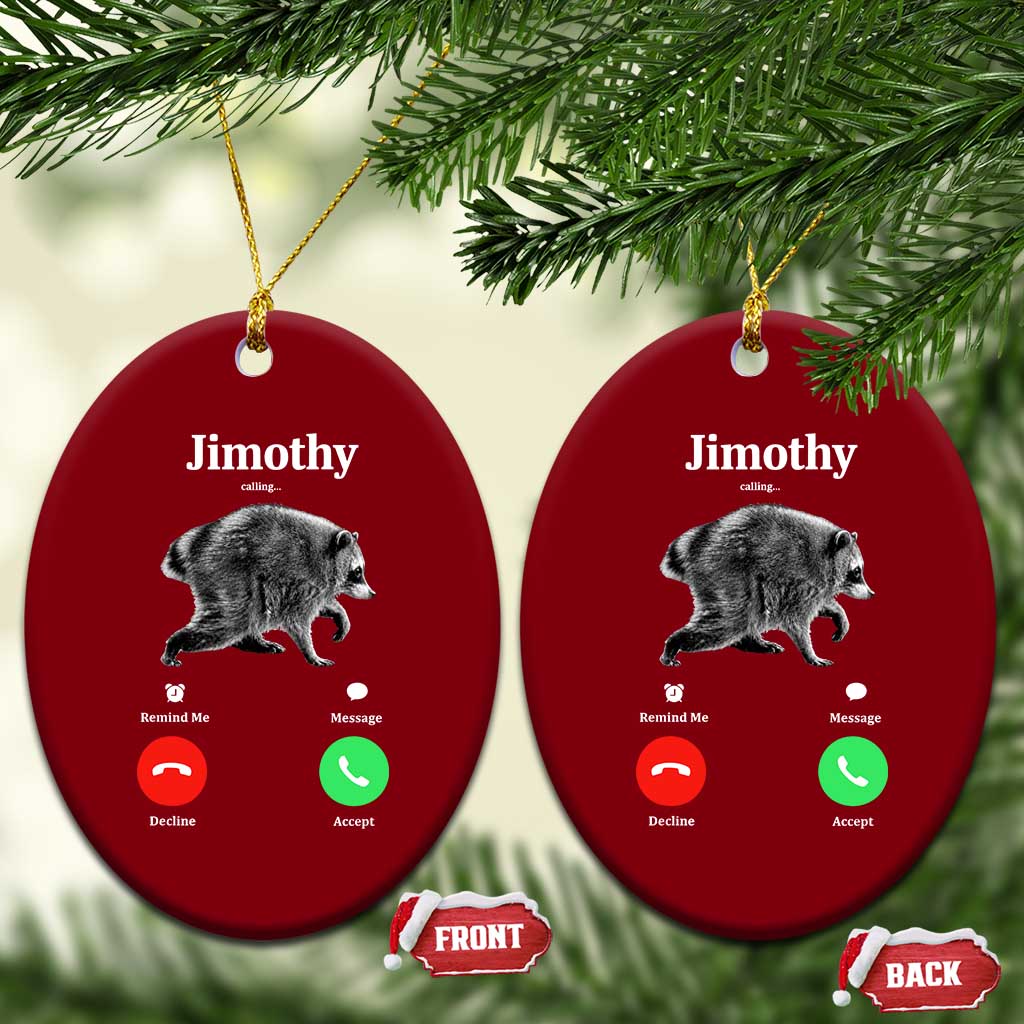 Jimothy Calling Phone Call Seattle Raccoon Ceramic Ornament