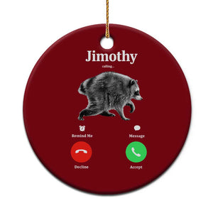 Jimothy Calling Phone Call Seattle Raccoon Ceramic Ornament
