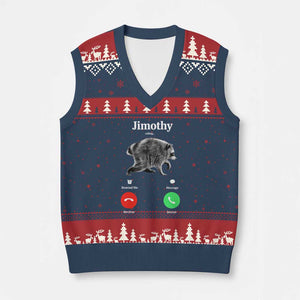 Jimothy Calling Phone Call Seattle Raccoon V-Neck Knit Sweater Vest