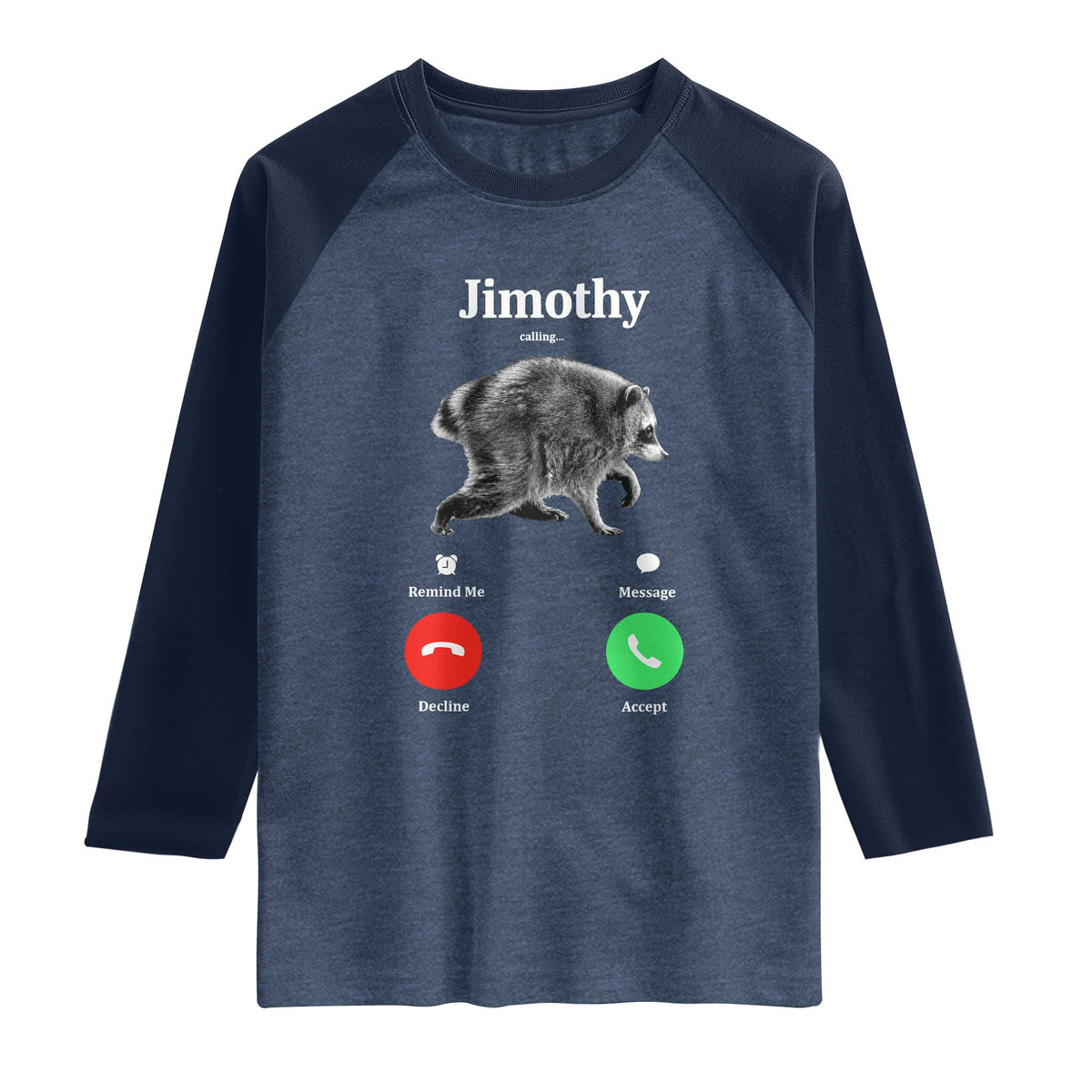 Jimothy Calling Phone Call Seattle Raccoon Raglan Shirt