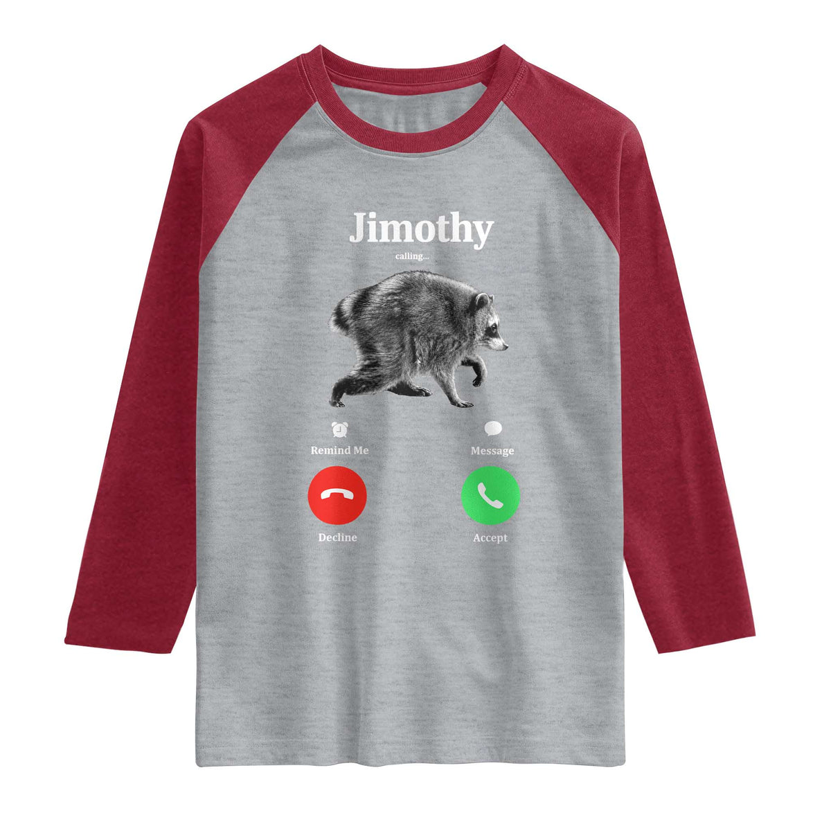 Jimothy Calling Phone Call Seattle Raccoon Raglan Shirt