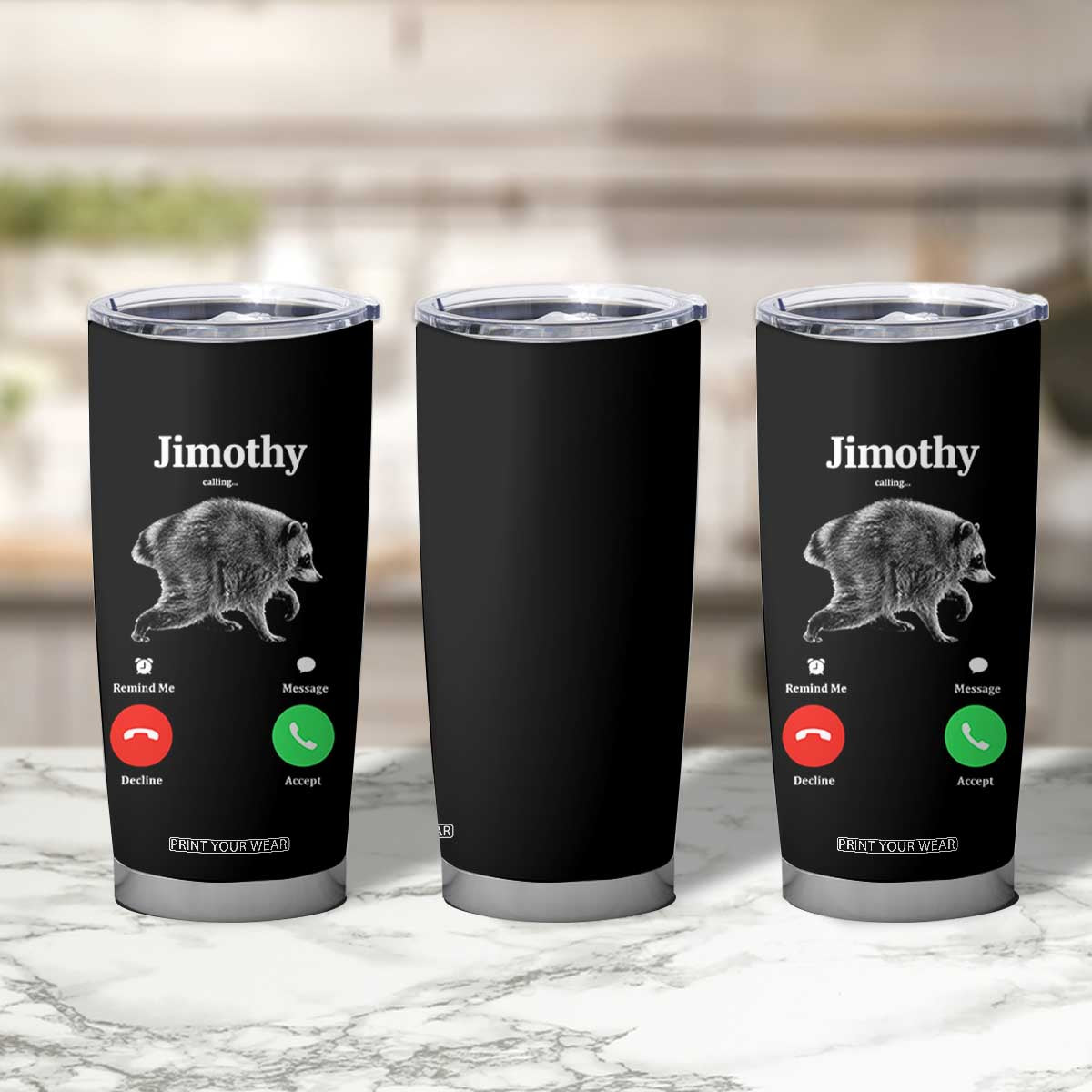 Jimothy Calling Phone Call Seattle Raccoon Tumbler Cup