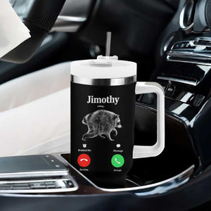 Jimothy Calling Phone Call Seattle Raccoon Tumbler With Handle