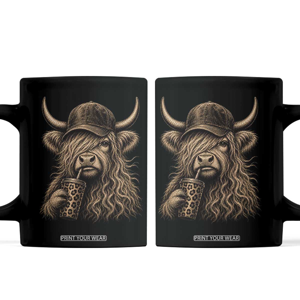 Highland Cow Funny Cute Coffee Lover Graphic Coffee Mug