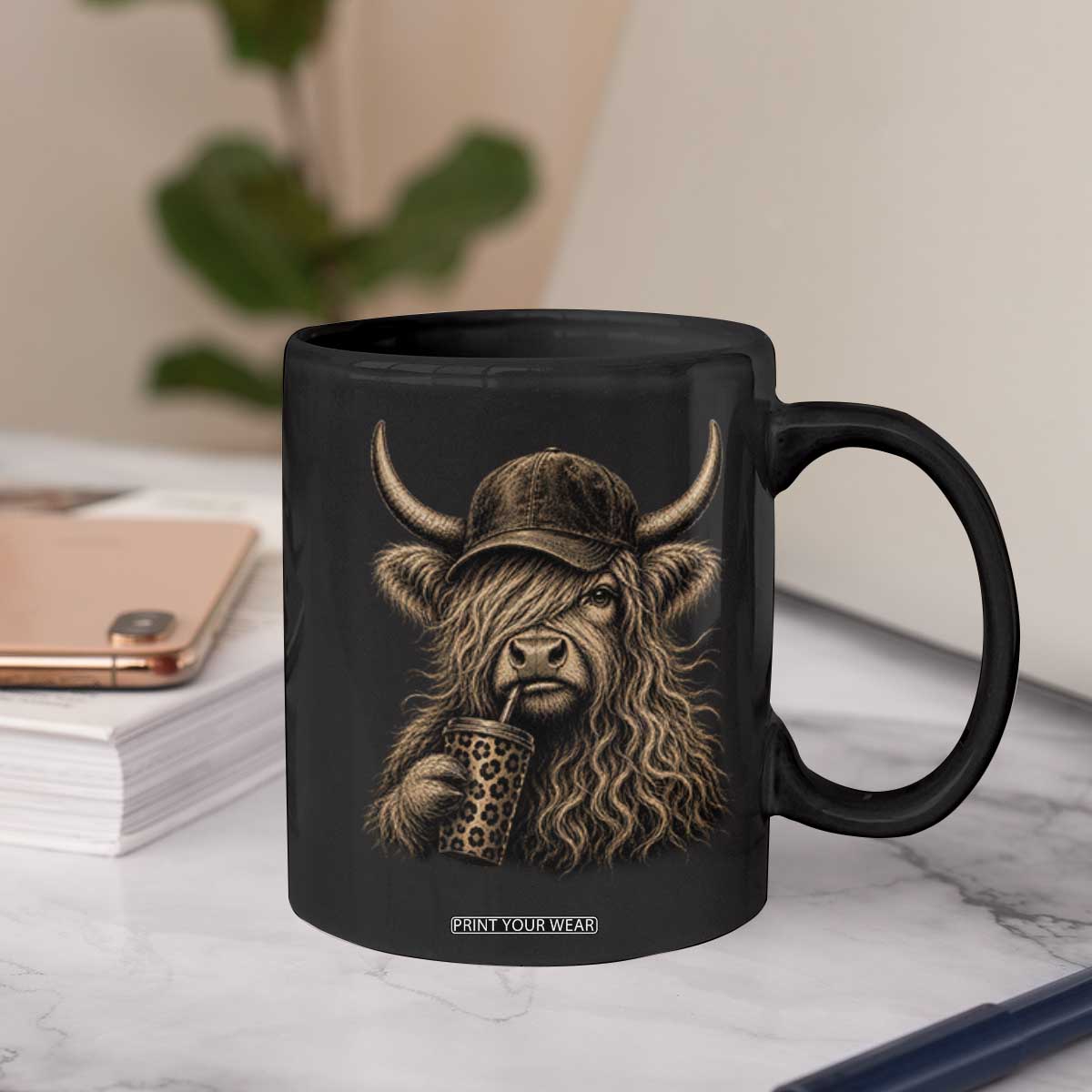 Highland Cow Funny Cute Coffee Lover Graphic Coffee Mug