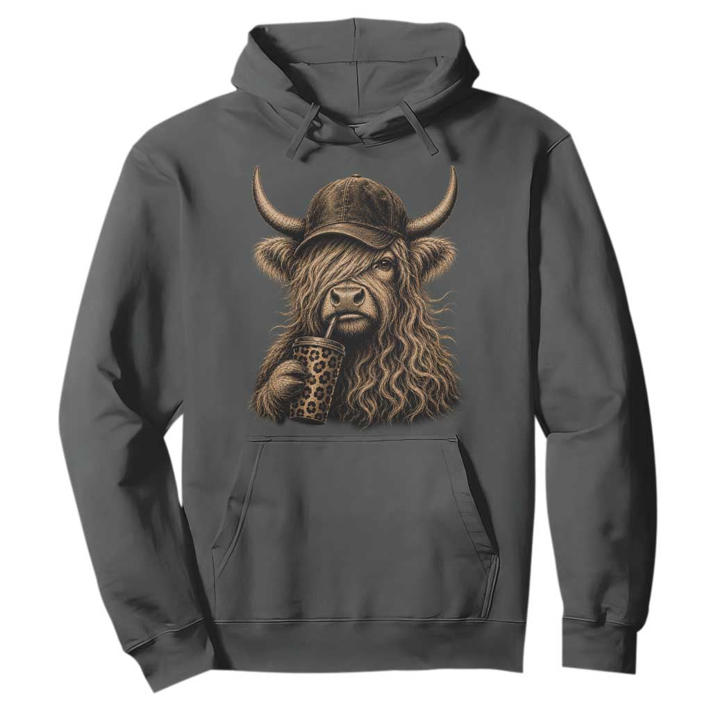Highland Cow Funny Cute Coffee Lover Graphic Hoodie