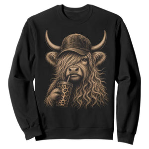 Highland Cow Funny Cute Coffee Lover Graphic Sweatshirt