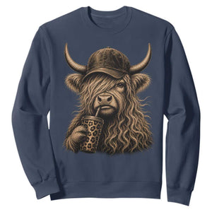 Highland Cow Funny Cute Coffee Lover Graphic Sweatshirt