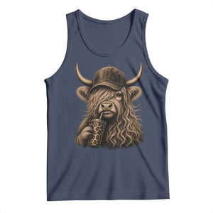 Highland Cow Funny Cute Coffee Lover Graphic Tank Top