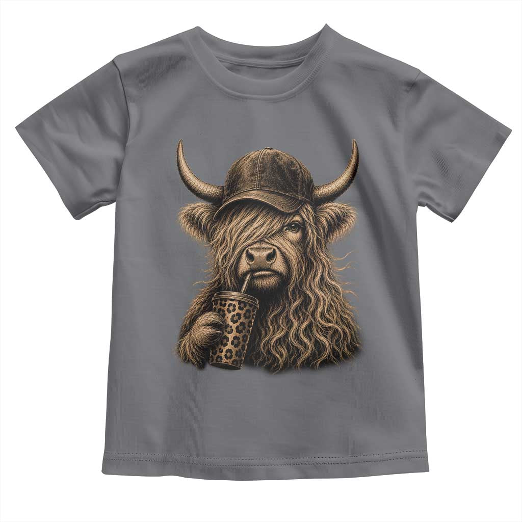 Highland Cow Funny Cute Coffee Lover Graphic Toddler T Shirt