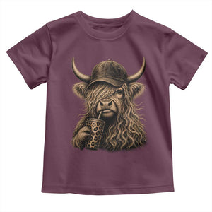 Highland Cow Funny Cute Coffee Lover Graphic Toddler T Shirt