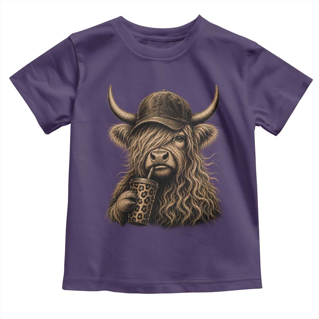 Highland Cow Funny Cute Coffee Lover Graphic Toddler T Shirt