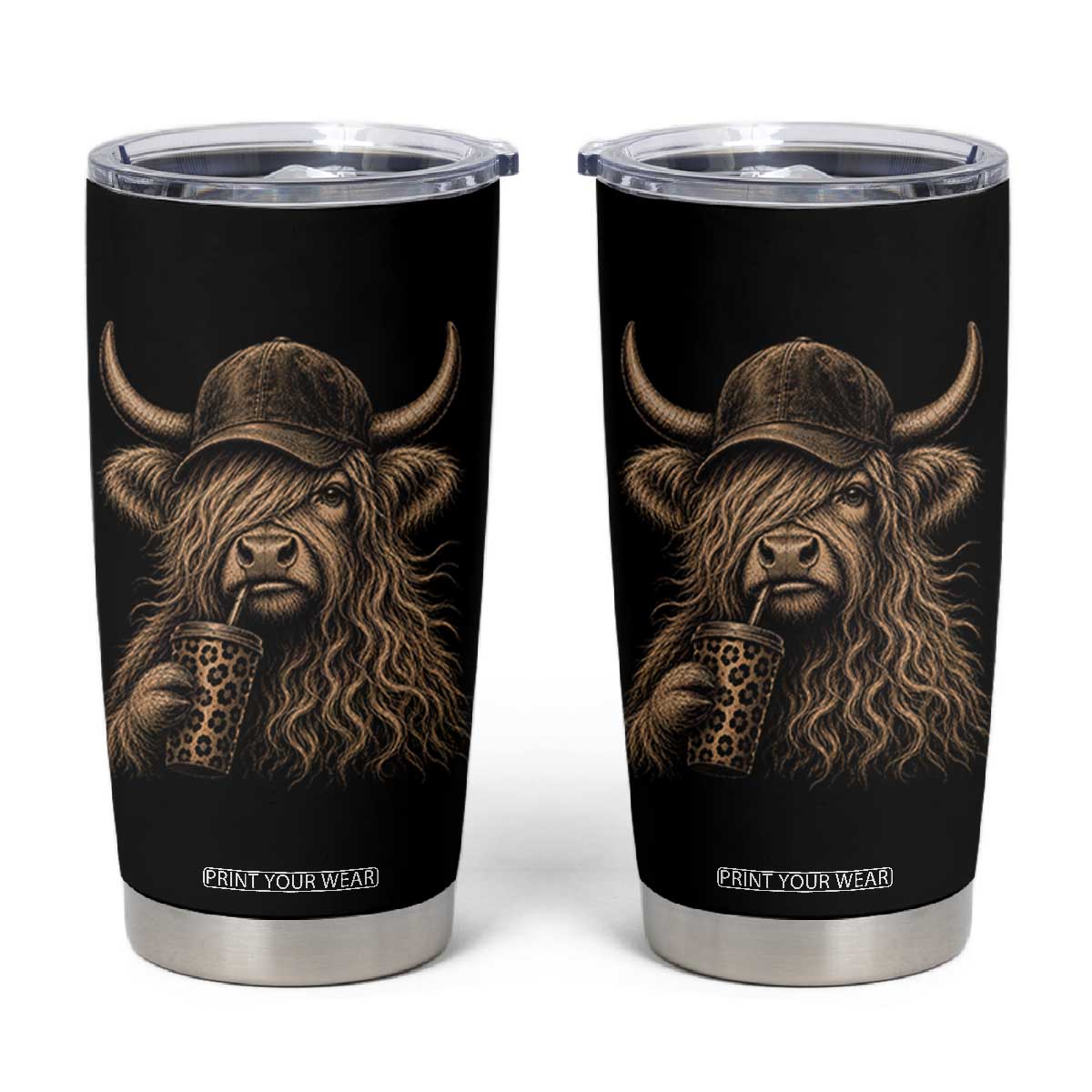 Highland Cow Funny Cute Coffee Lover Graphic Tumbler Cup