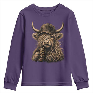 Highland Cow Funny Cute Coffee Lover Graphic Youth Sweatshirt