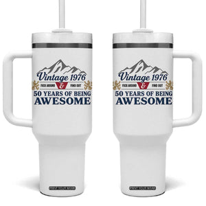 50th Birthday Tumbler With Handle Vintage 1976 Fck Around And Find Out Funny 50 Year Old Gift TS10 One Size: 40 oz White Print Your Wear
