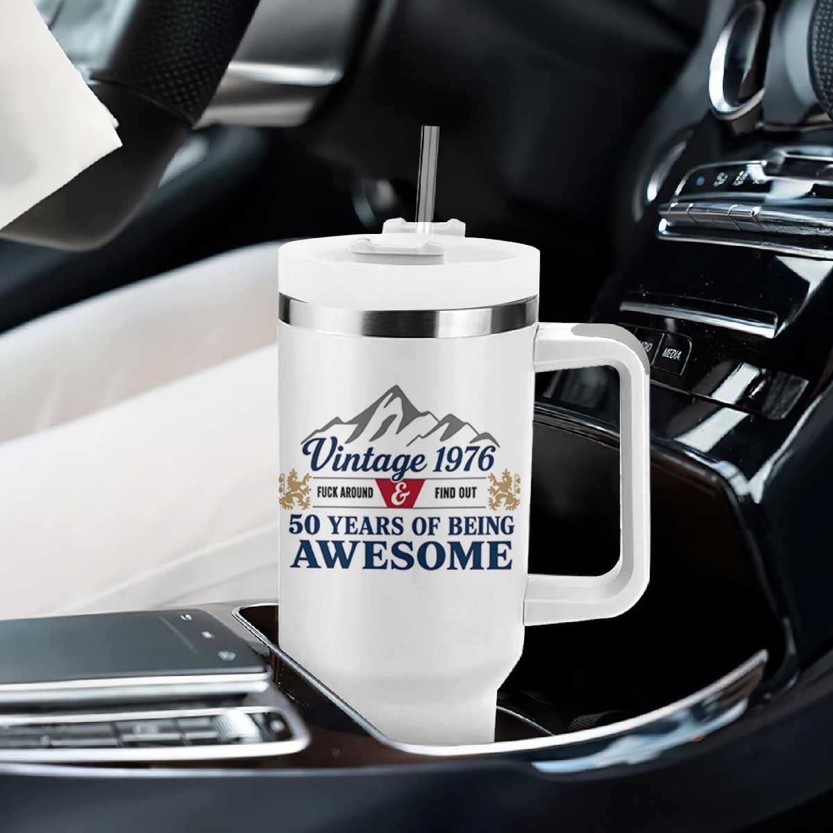 50th Birthday Tumbler With Handle Vintage 1976 Fck Around And Find Out Funny 50 Year Old Gift TS10 Print Your Wear