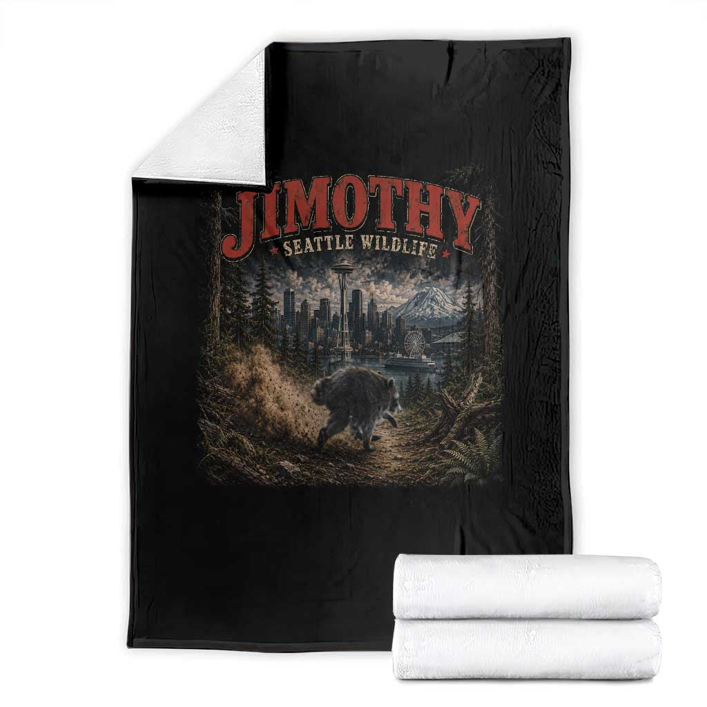 Vintage Jimothy Seattle Wildlife Raccoon Meme Throw Blanket TS10 Black Print Your Wear
