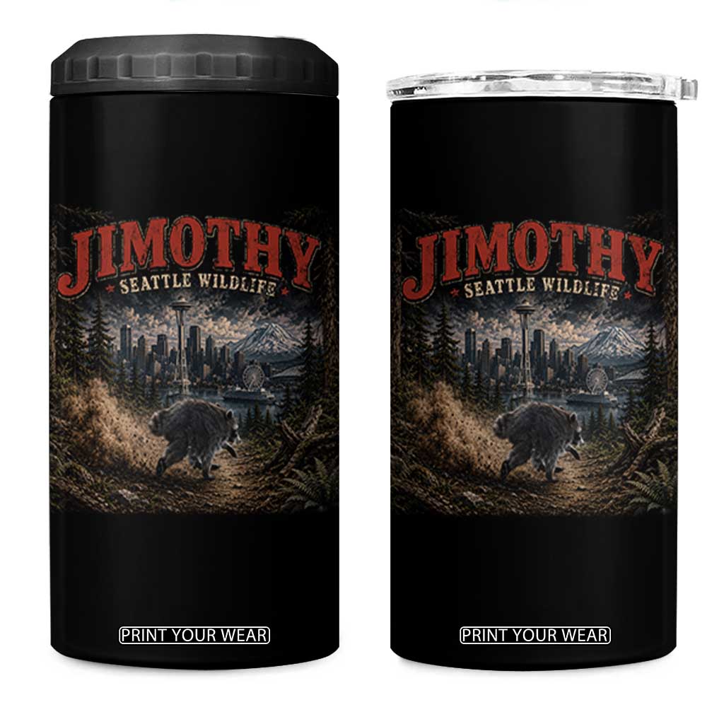 Vintage Jimothy Seattle Wildlife Raccoon Meme 4 in 1 Can Cooler Tumbler TS10 One Size: 16 oz Black Print Your Wear