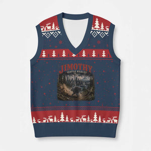 Vintage Jimothy Seattle Wildlife Raccoon Meme V-Neck Knit Sweater Vest