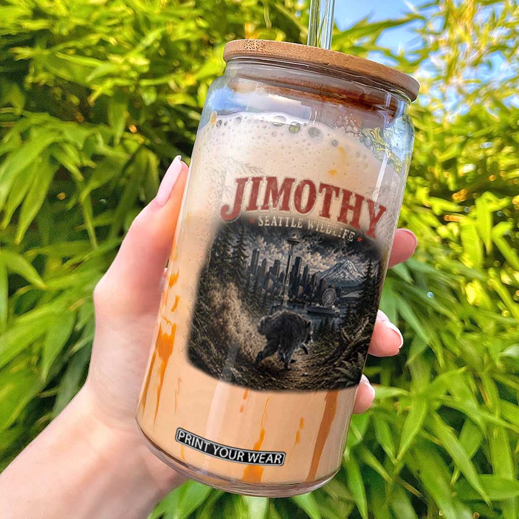 Vintage Jimothy Seattle Wildlife Raccoon Meme Glass Can TS10 Black Print Your Wear