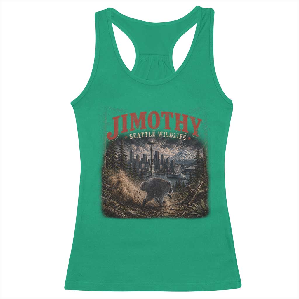 Vintage Jimothy Seattle Wildlife Raccoon Meme Racerback Tank Top