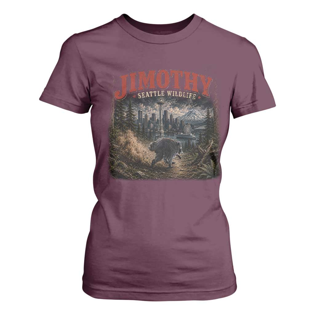 Vintage Jimothy Seattle Wildlife Raccoon Meme T Shirt For Women